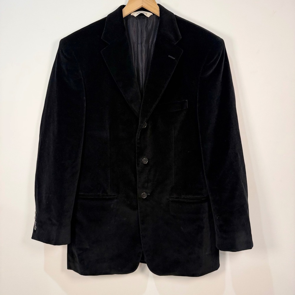Pronto Uomo Velvet Blazer Mens Black 3-Button Sport Coat Formal Holiday Luxe 40